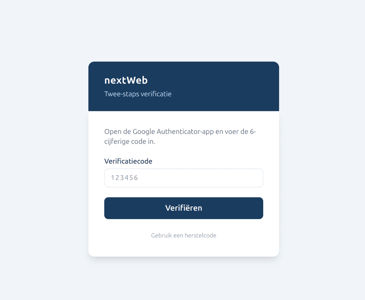 nextWeb twee-staps verificatie